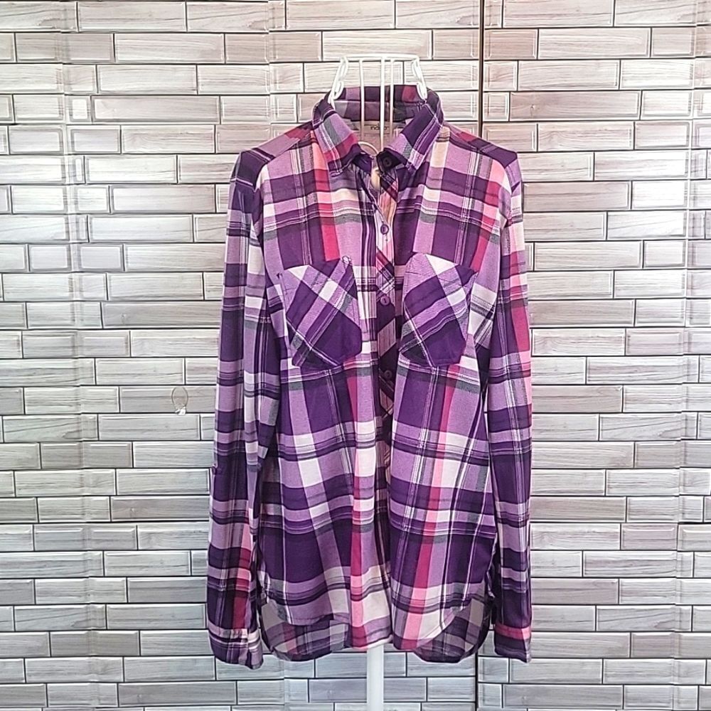 Great Nortwest Indigo purple plaid button-down shirt Size M